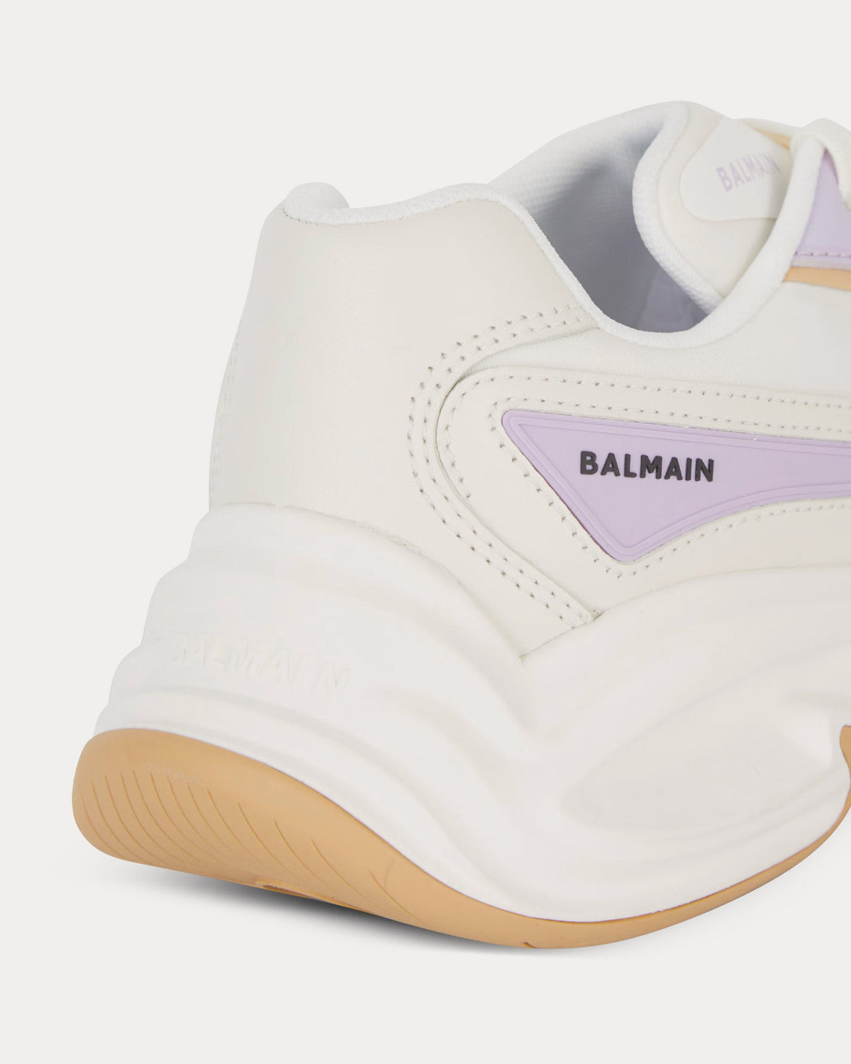 Run-Row Leather Beige / Purple Low Top Sneakers