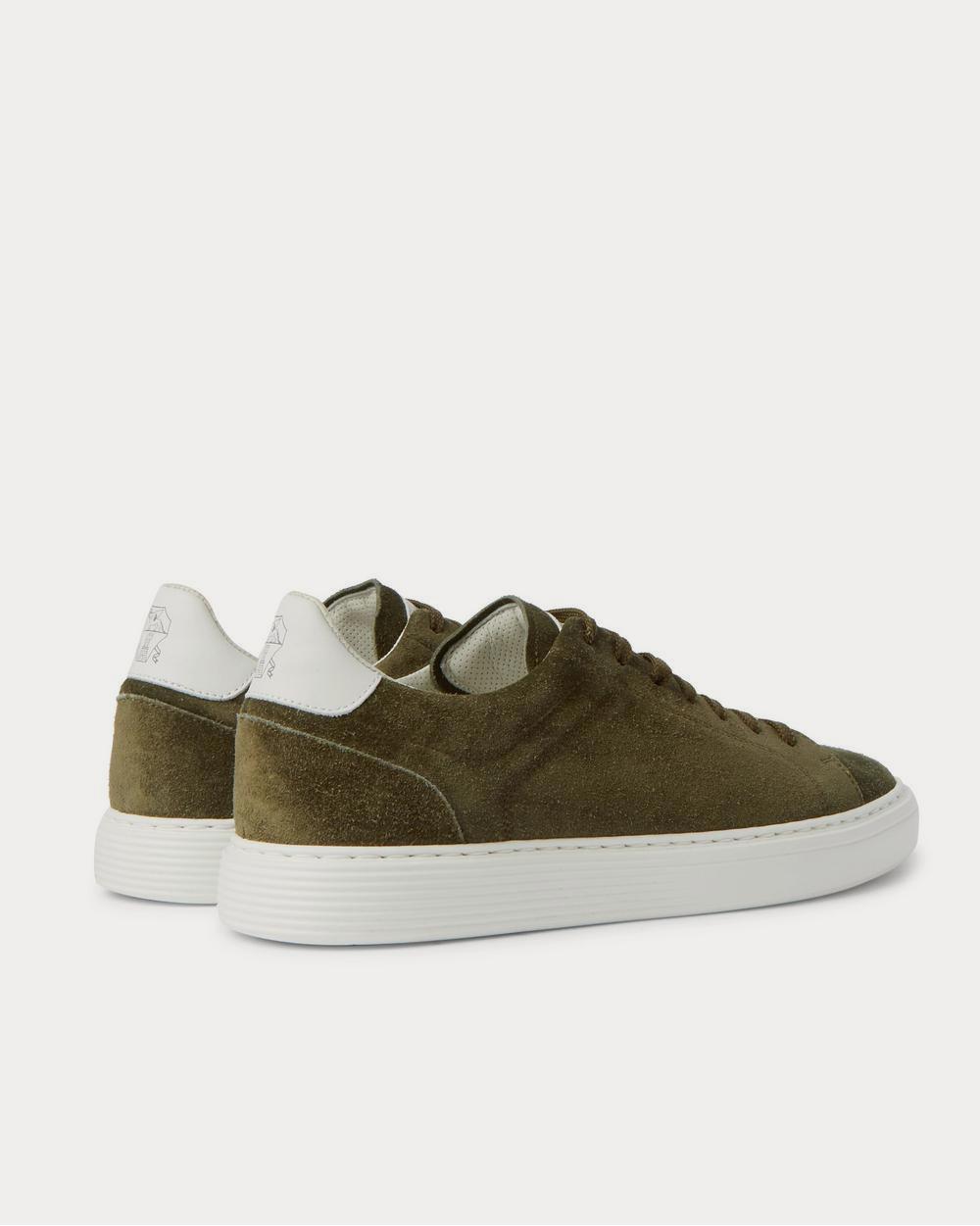 Leather-Trimmed Suede Green low top sneakers