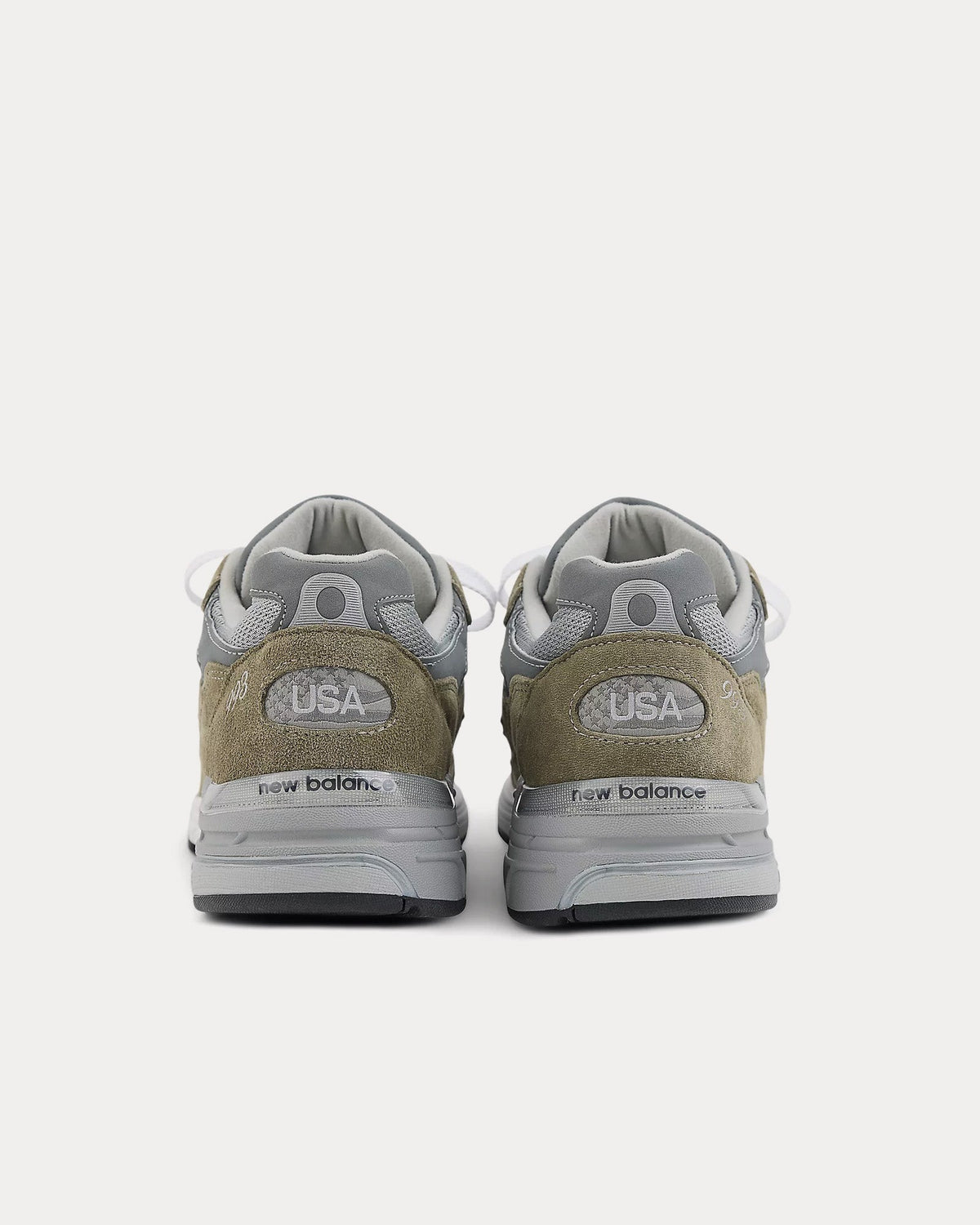 Made in USA 993 Covert Green / Medium Gray / White Low Top Sneakers