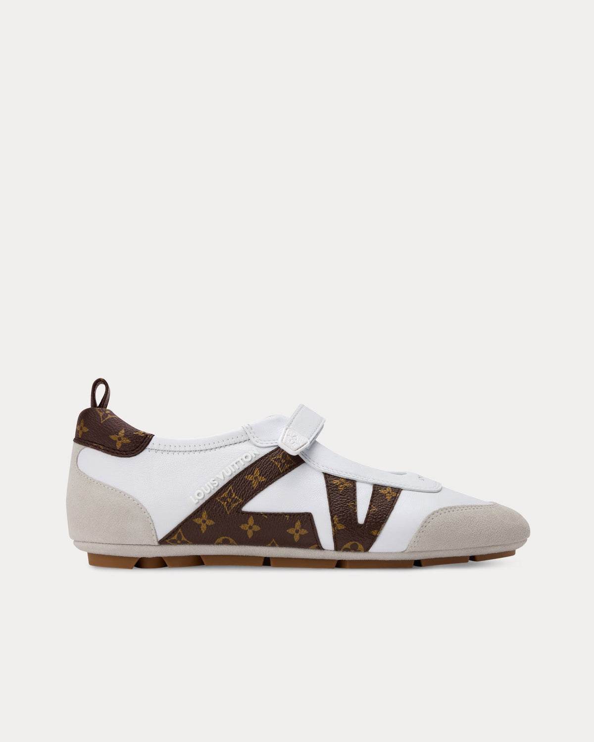 LV Sneakerina Mary Janes White / Brown Slip On Sneakers