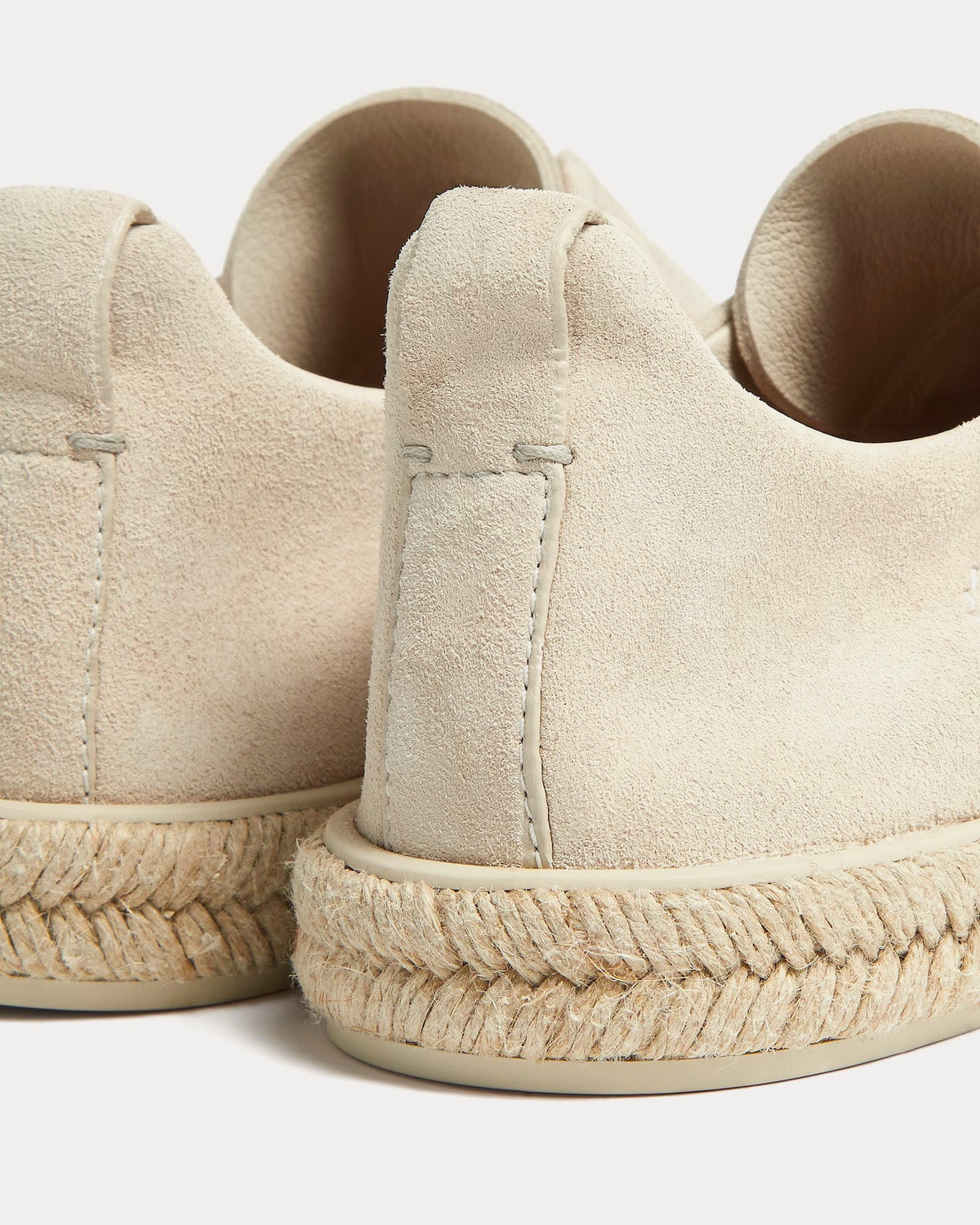 Triple Stitch Espadrilles Deerskin White Slip On Sneakers