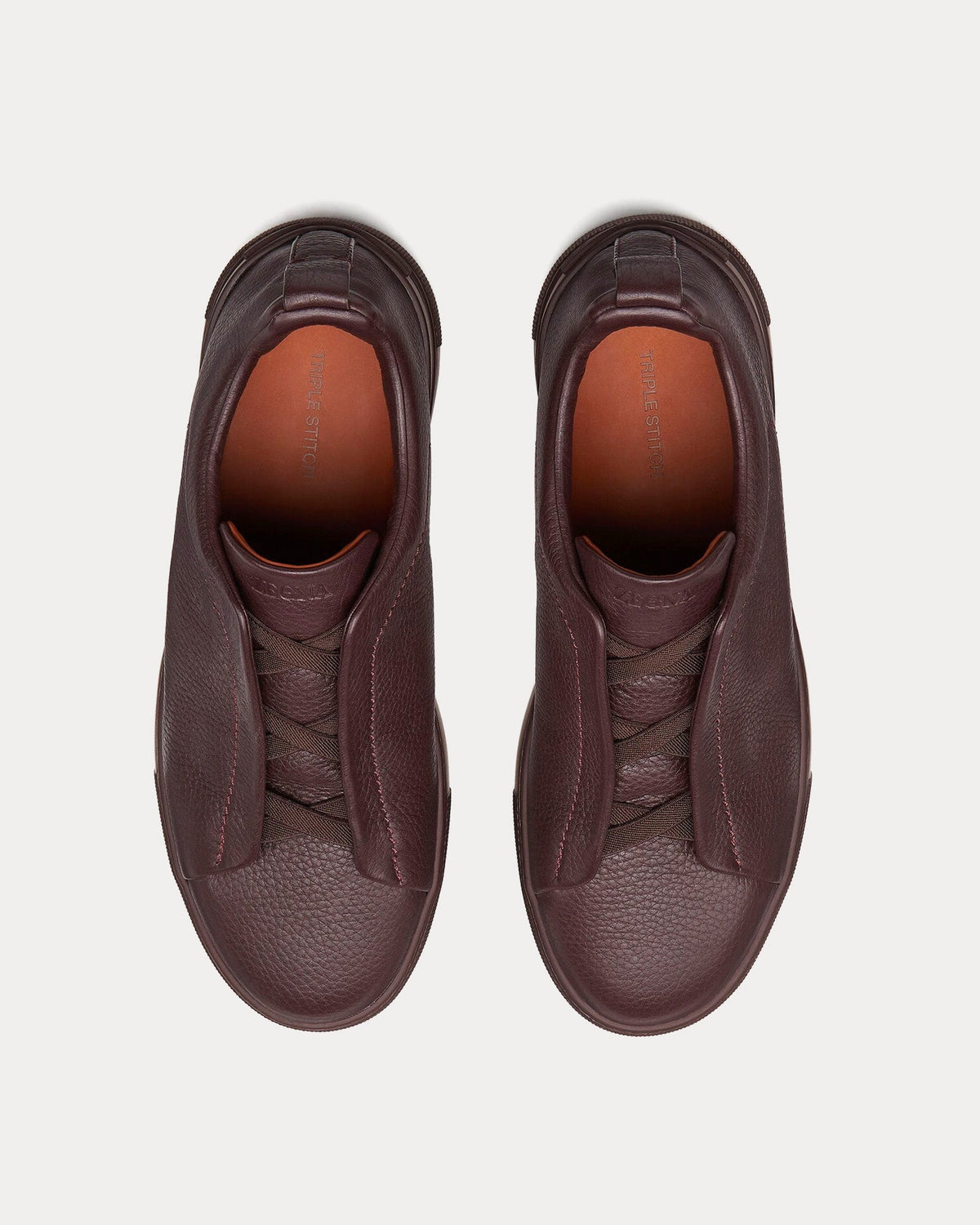 Triple Stitch Deerskin Dark Burgundy Slip On Sneakers