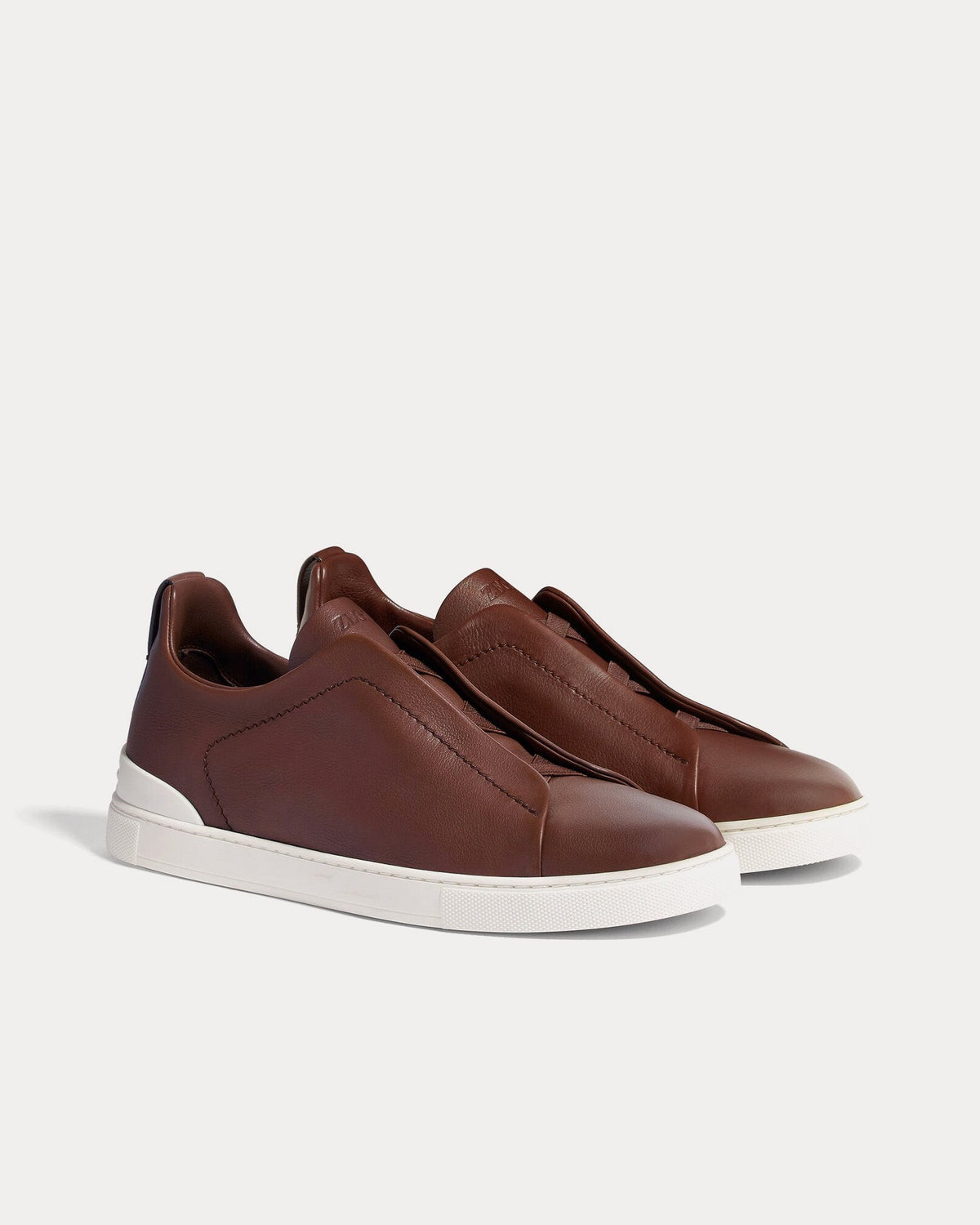Triple Stitch Secondskin Brown Slip On Sneakers