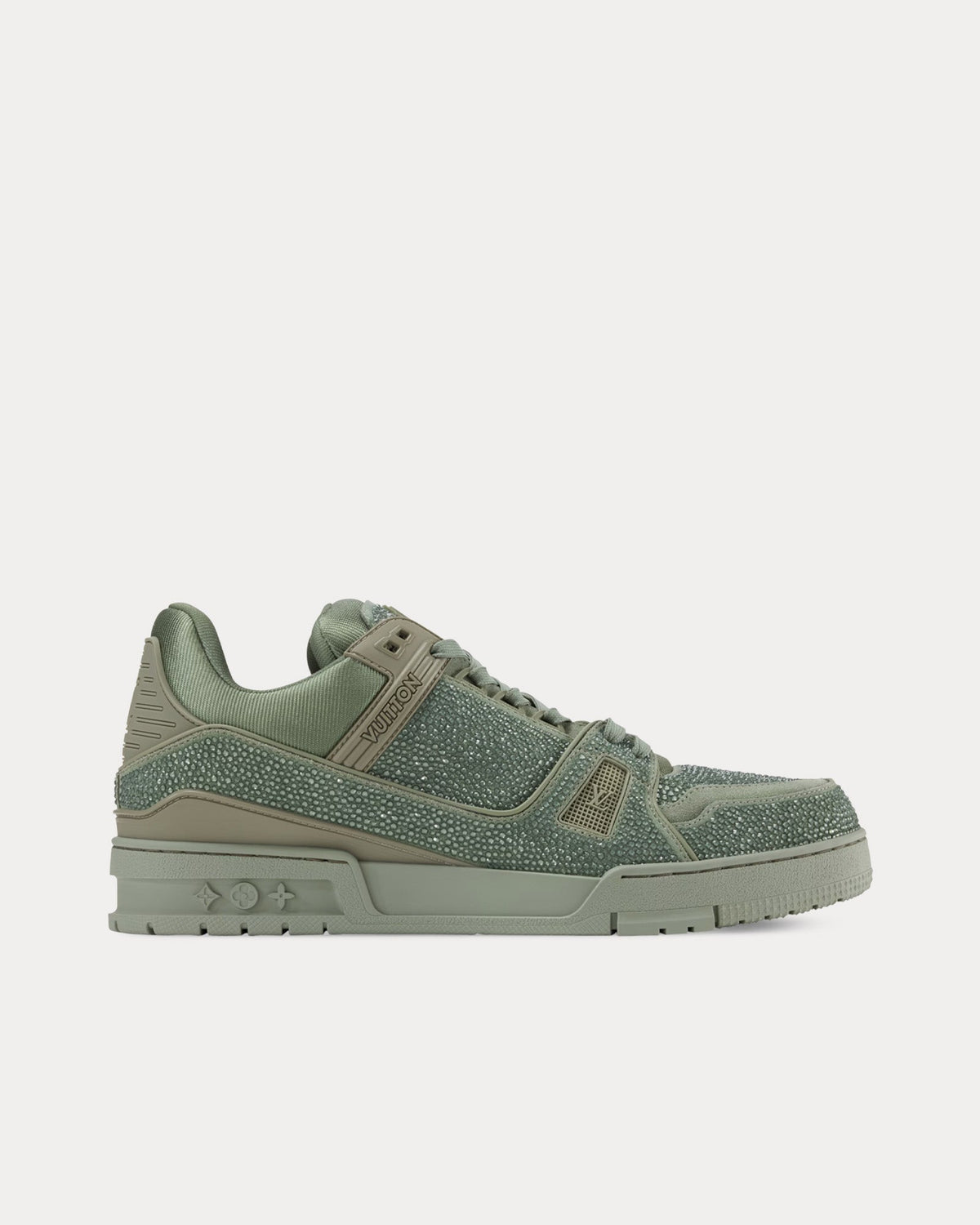 LV Trainers with Swarovski Crystals Khaki Green Low Top Sneakers