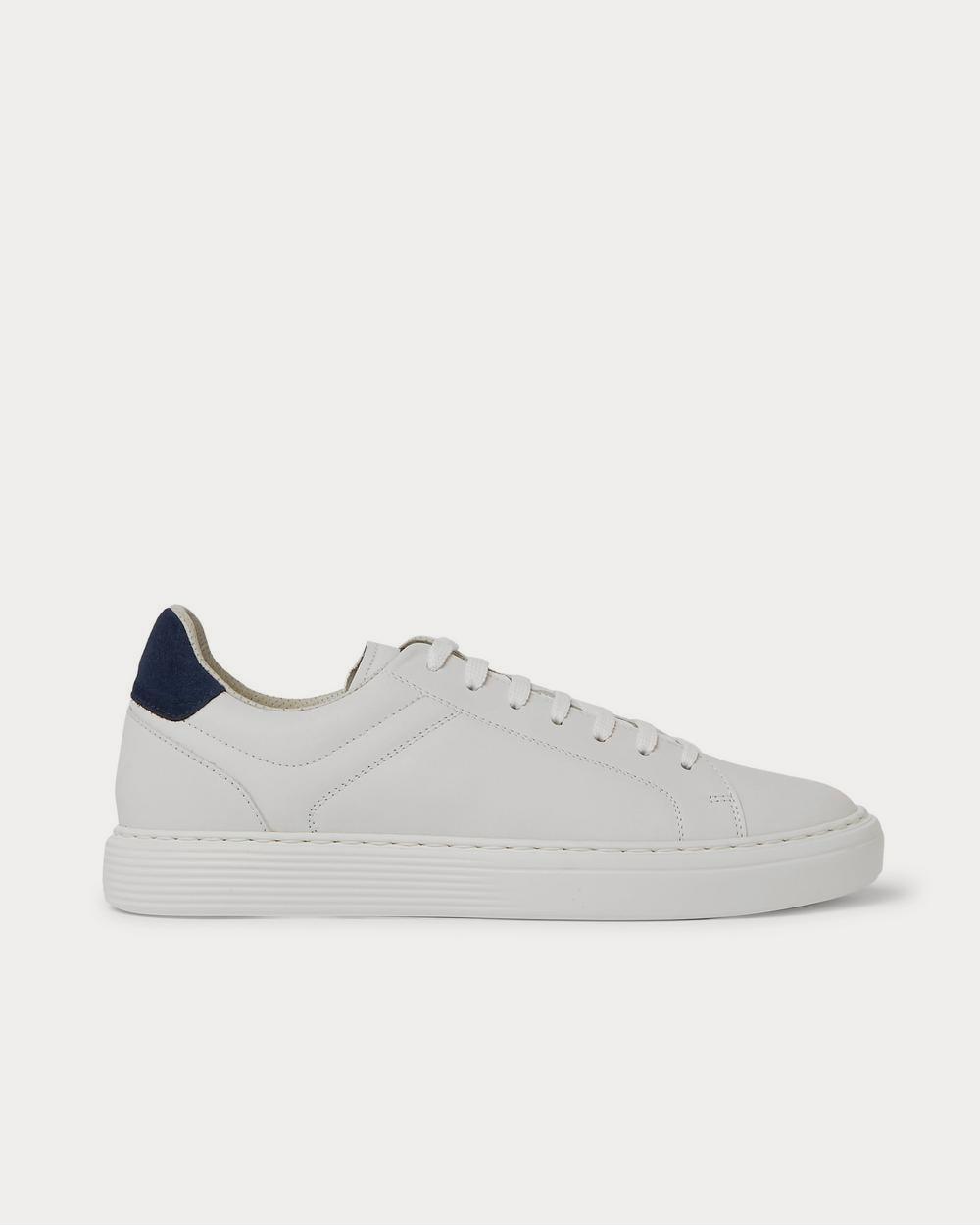 Suede-Trimmed Leather White low top sneakers