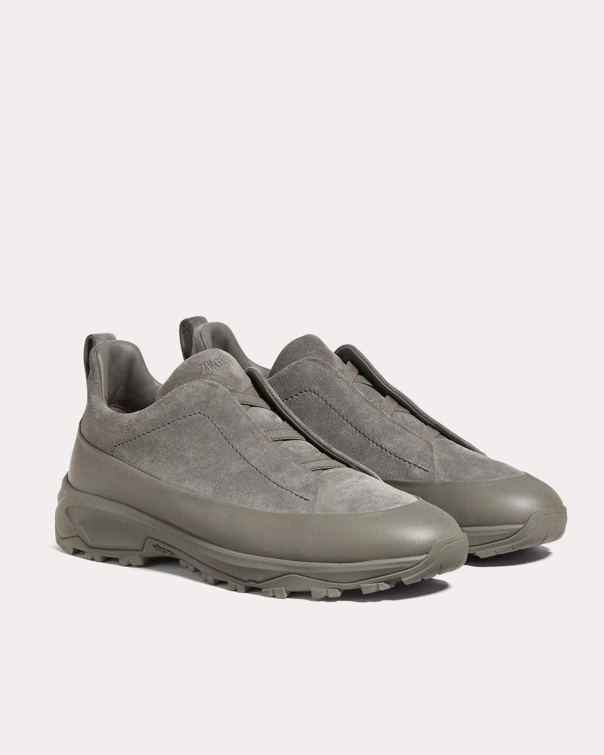 Triple Stitch Monte Suede Grey Slip On Sneakers