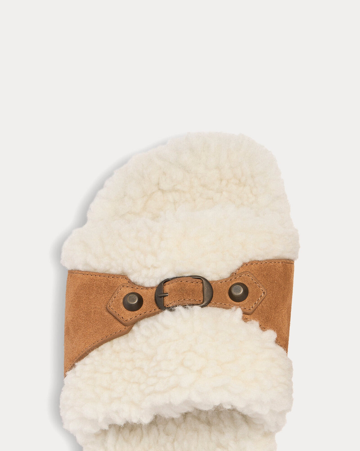 Furry Off White / Brown Slide Sandals