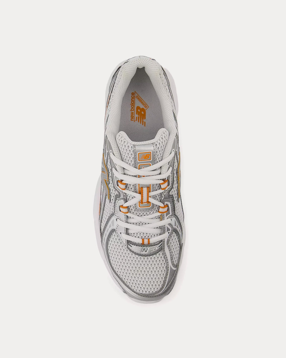 740 White / Classic Orange / Silver Metallic Low Top Sneakers
