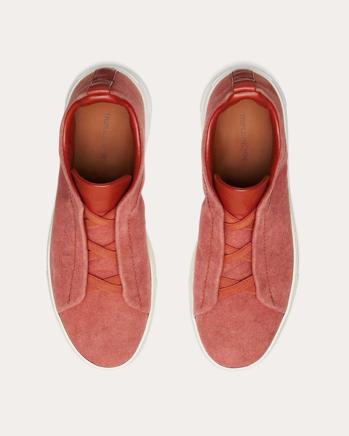 Triple Stitch Canvas Dark Red Slip On Sneakers