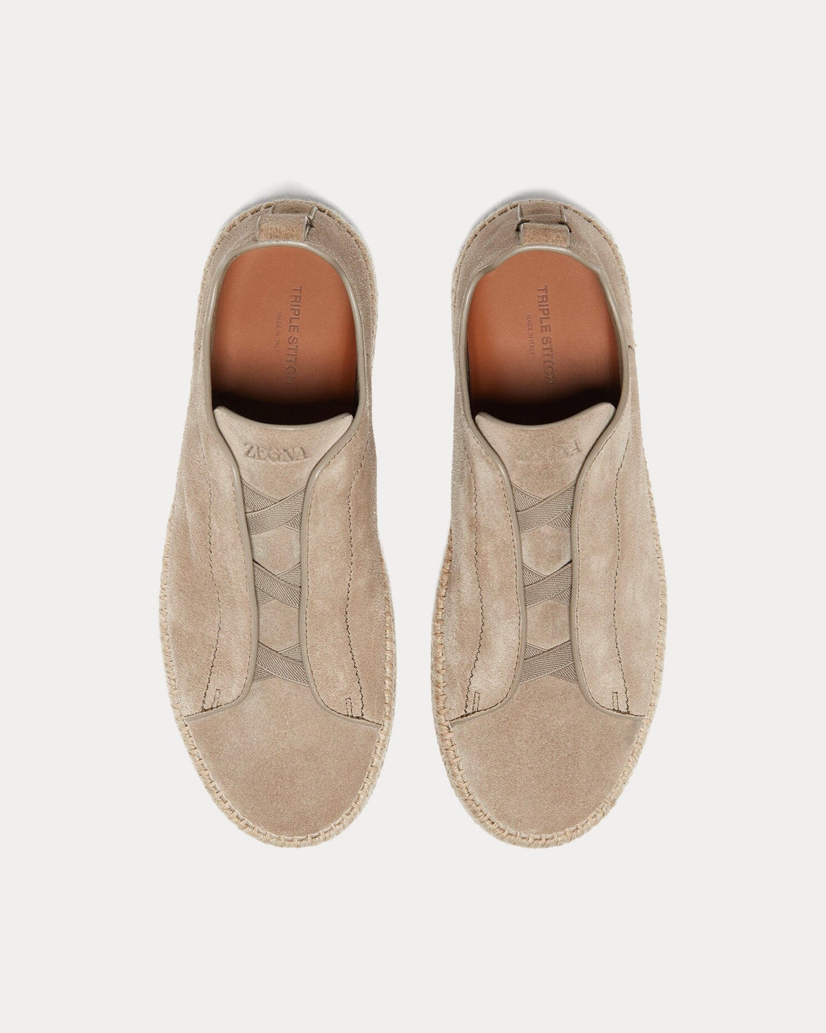 Triple Stitch Suede Beige Espadrilles