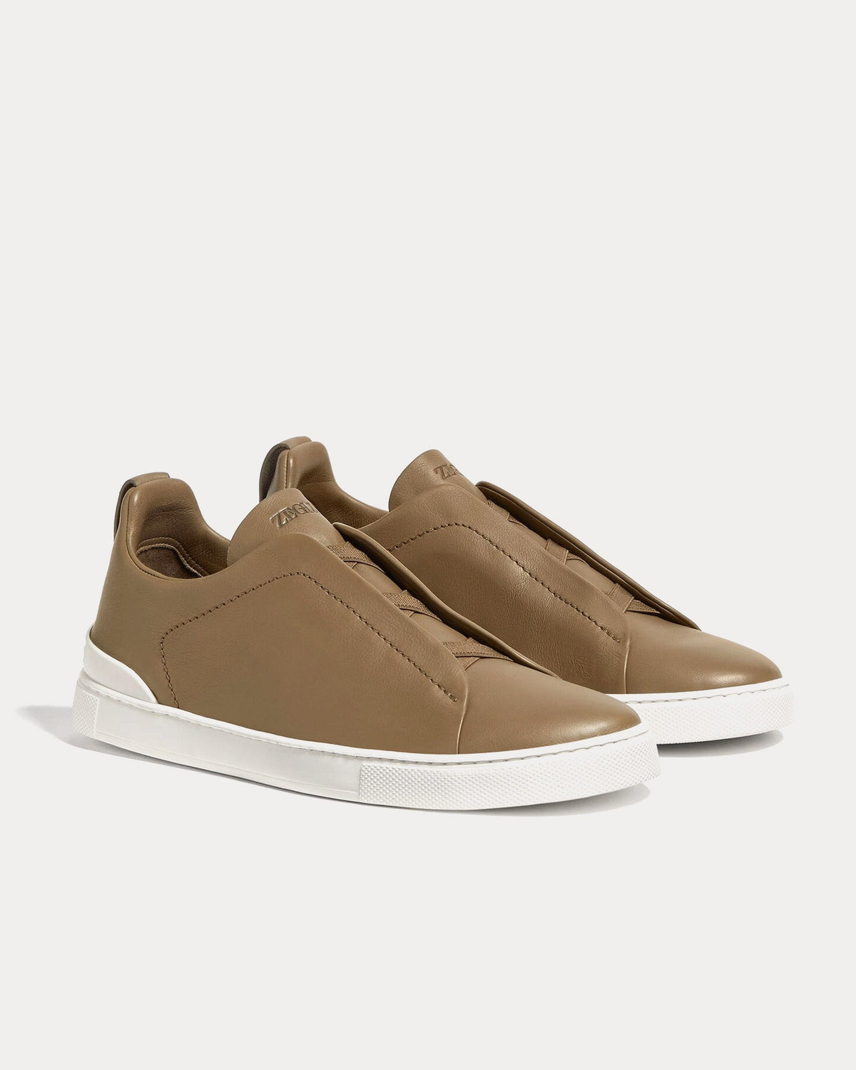 Triple Stitch Secondskin Khaki Slip On Sneakers