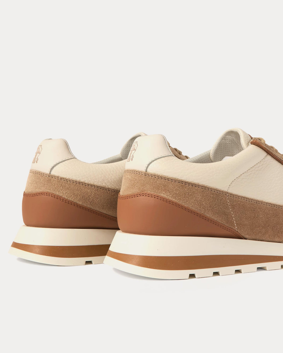 Olimpo Calfskin & Washed Suede Runners Beige Low Top Sneakers
