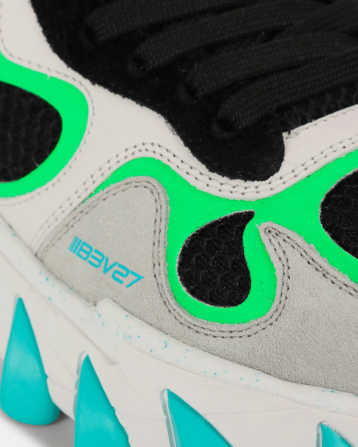 B-East Leather, Suede & Mesh Black / Green / White Low Top Sneakers