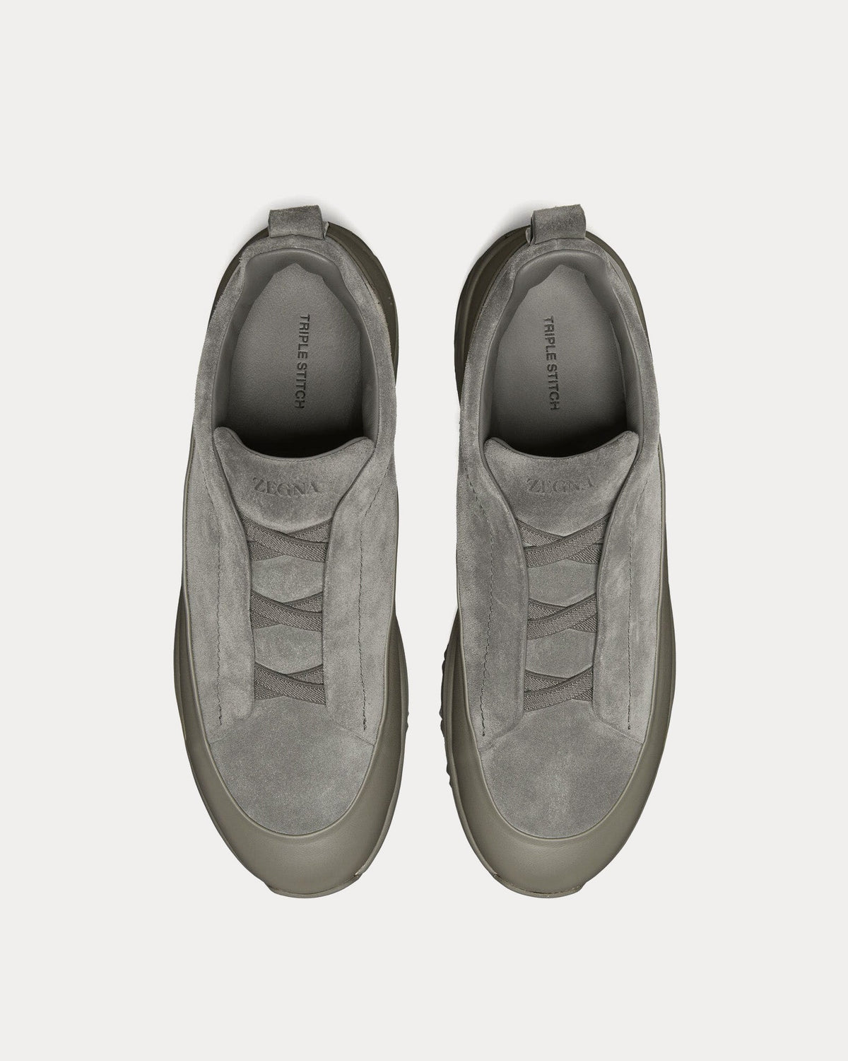 Triple Stitch Monte Suede Grey Slip On Sneakers