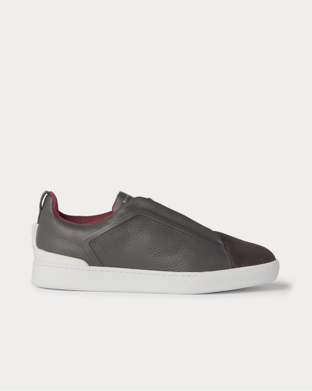 Triple Stitch Full-Grain Leather and Suede Slip-On Gray low top sneakers