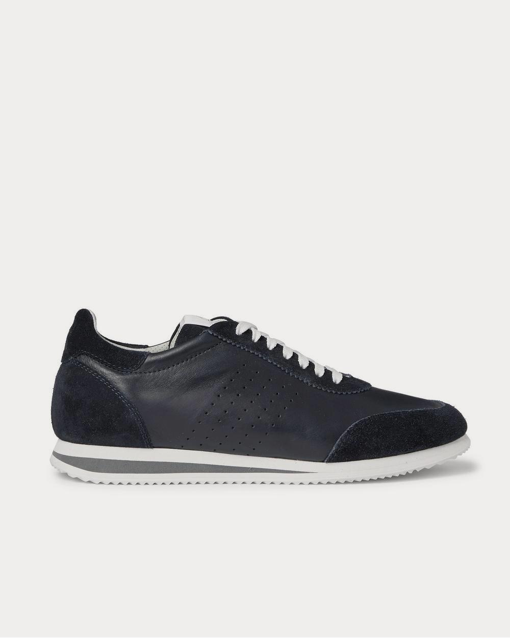 Leather and Suede Navy low top sneakers
