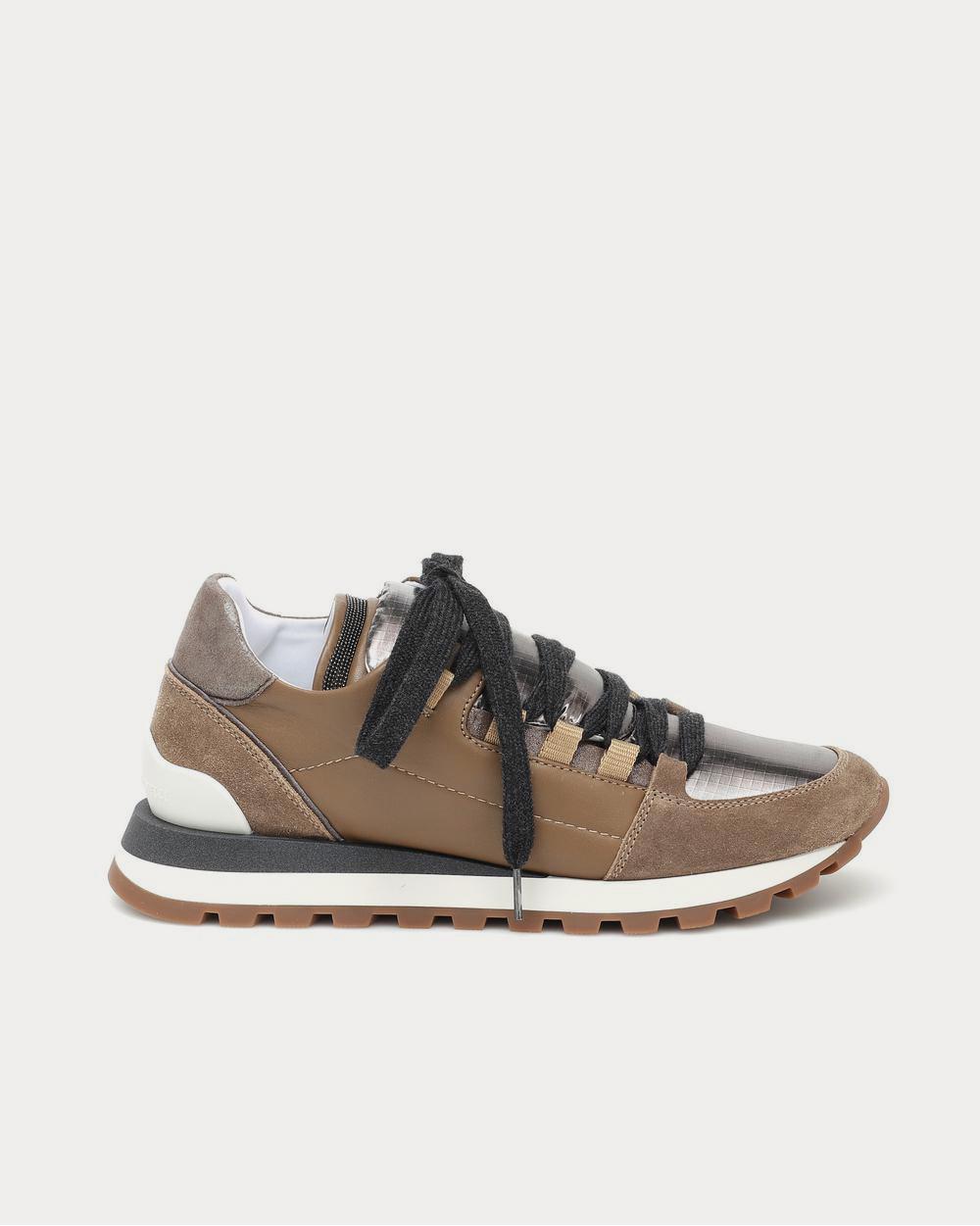 Embellished leather Brown Low Top Sneakers