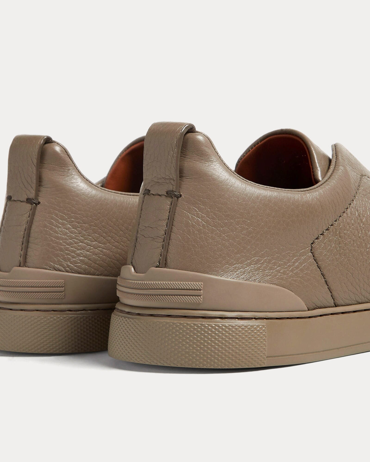 Triple Stitch Deerskin Taupe Slip On Sneakers