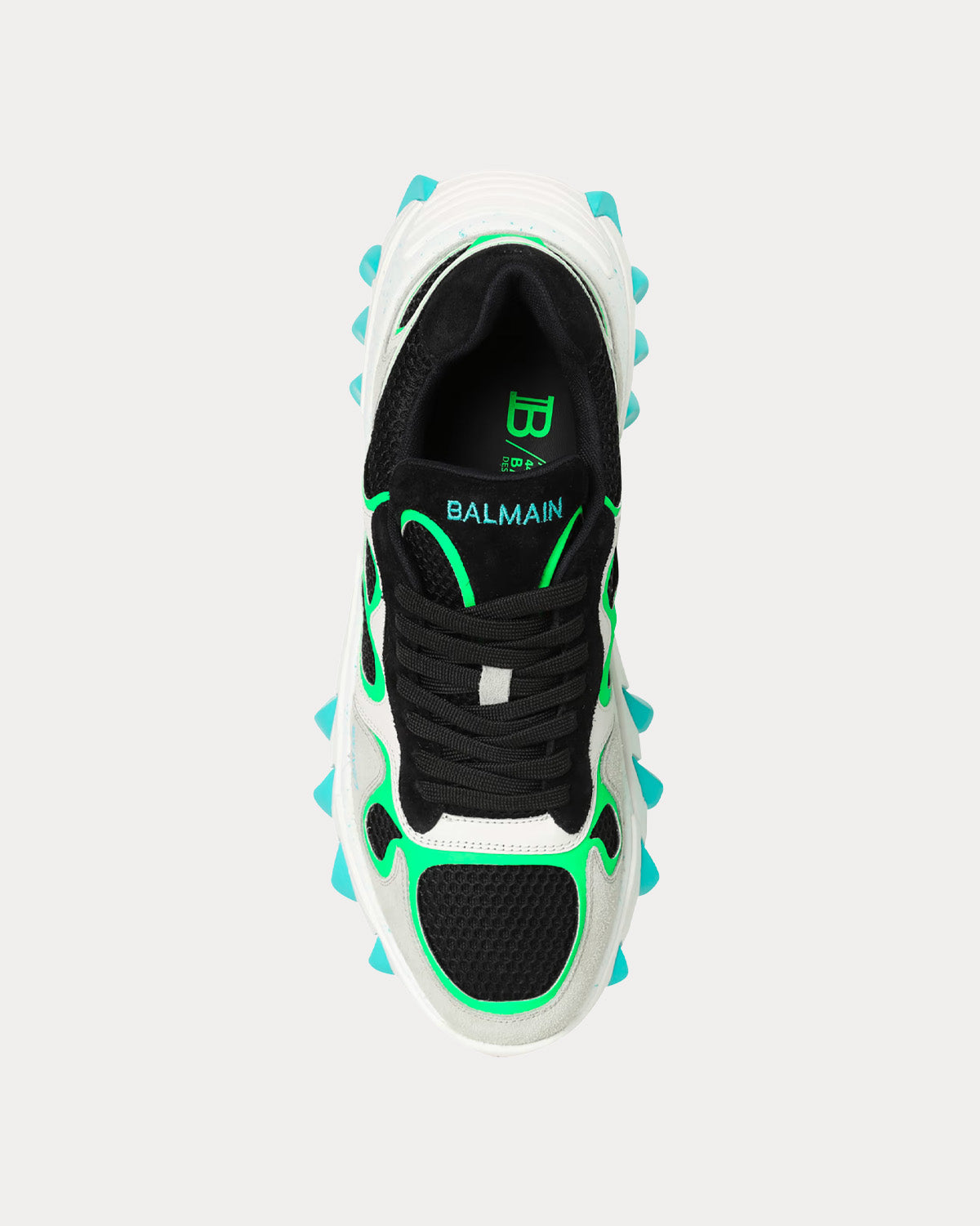 B-East Leather, Suede & Mesh Black / Green / White Low Top Sneakers
