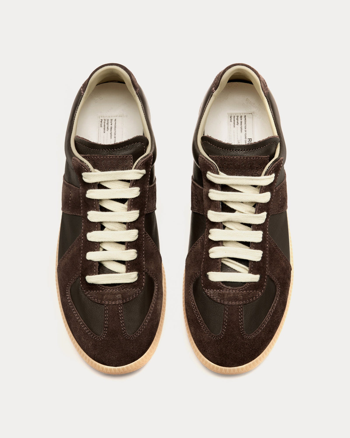 Replica Leather & Suede Dark Brown Low Top Sneakers