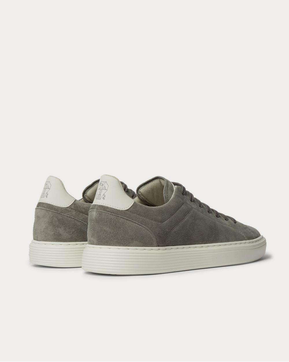Leather-Trimmed Suede Gray low top sneakers