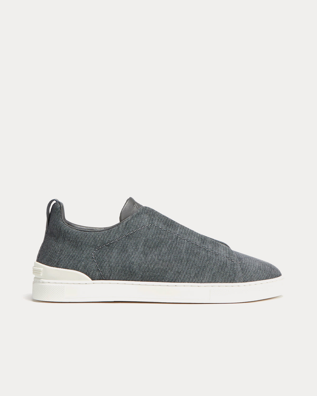 Triple Stitch Canvas Dark Taupe Slip On Sneakers