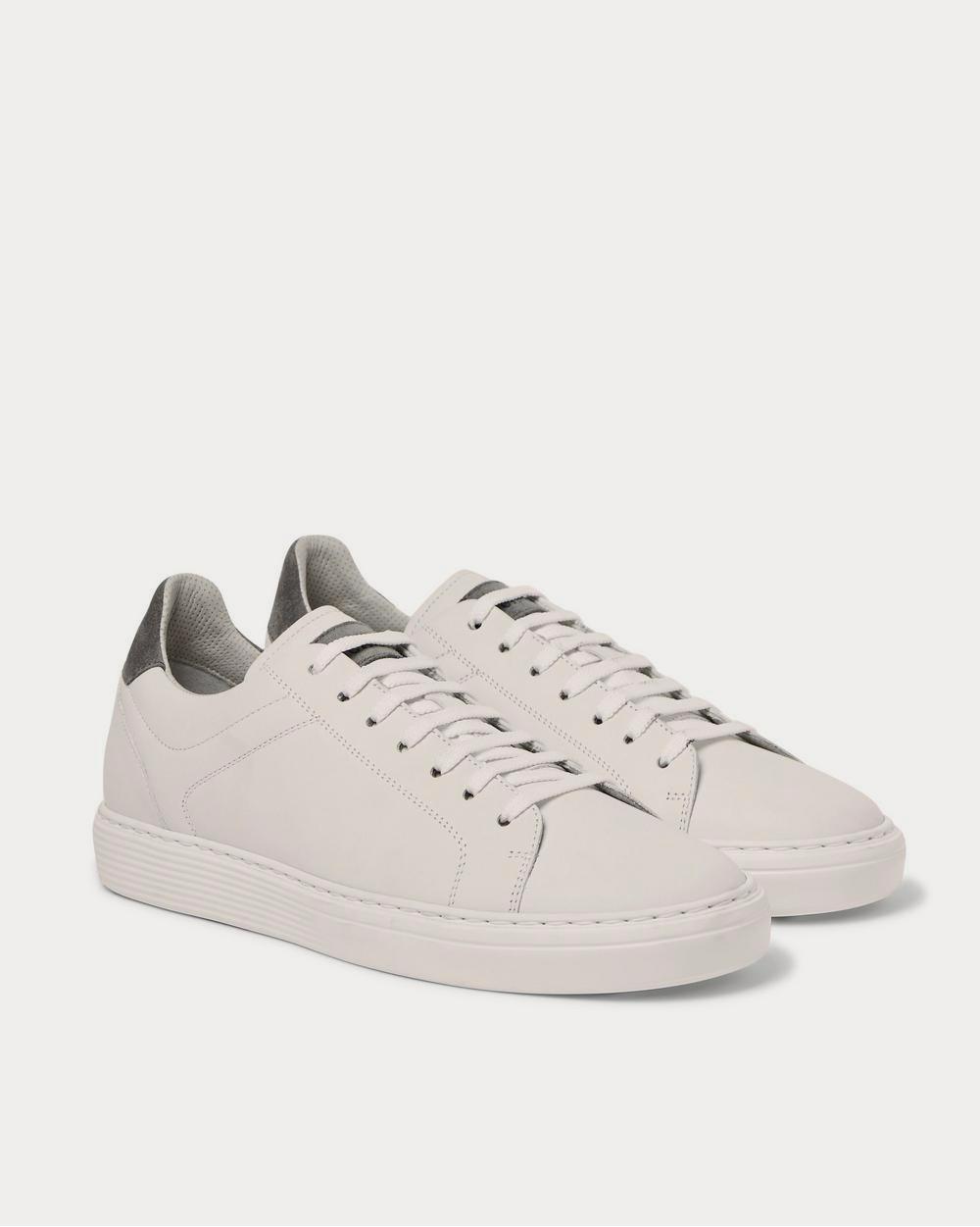 Suede-Trimmed Leather White low top sneakers