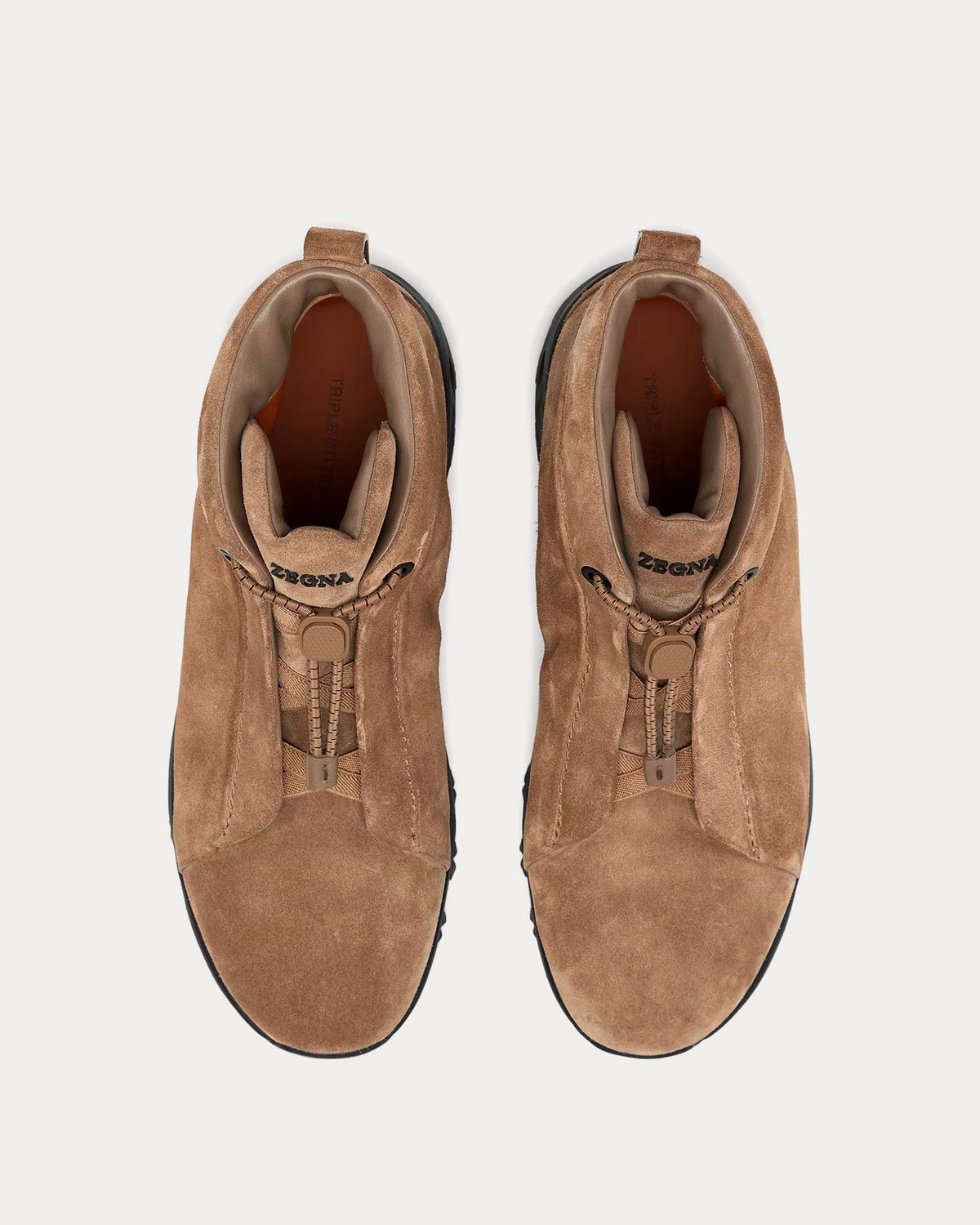 Triple Stitch Vetta Suede Beige High Top Sneakers