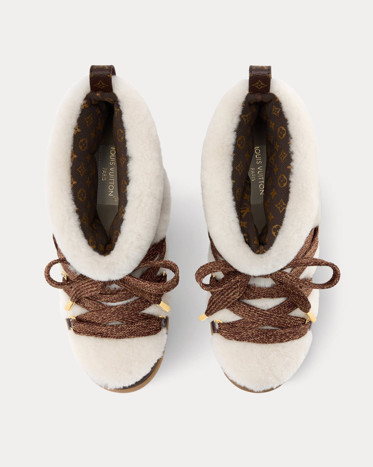 LV Cloud Lace-Up Beige Ankle Boots