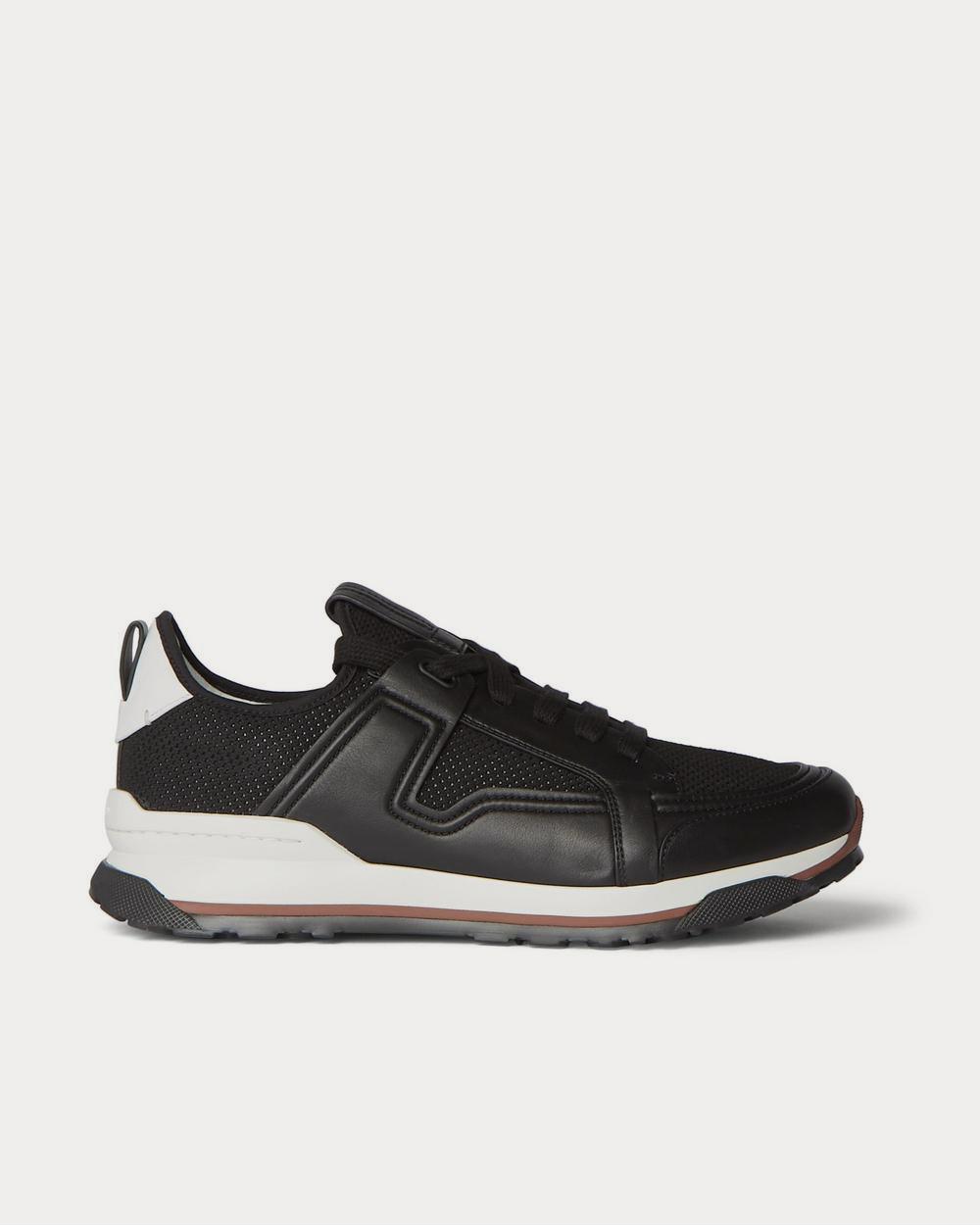 Siracusa Leather and Mesh Black low top sneakers