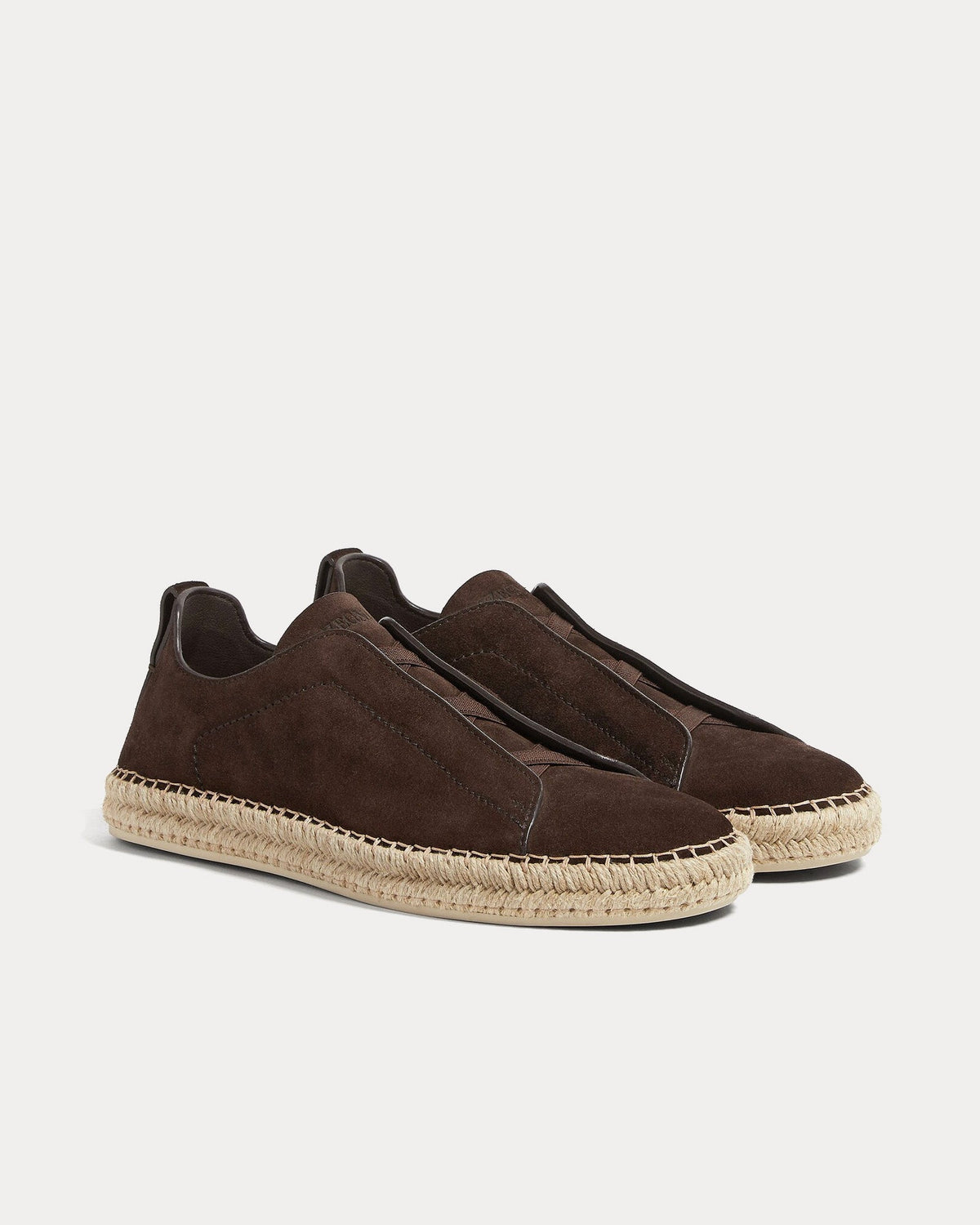 Triple Stitch Suede Dark Brown Espadrilles