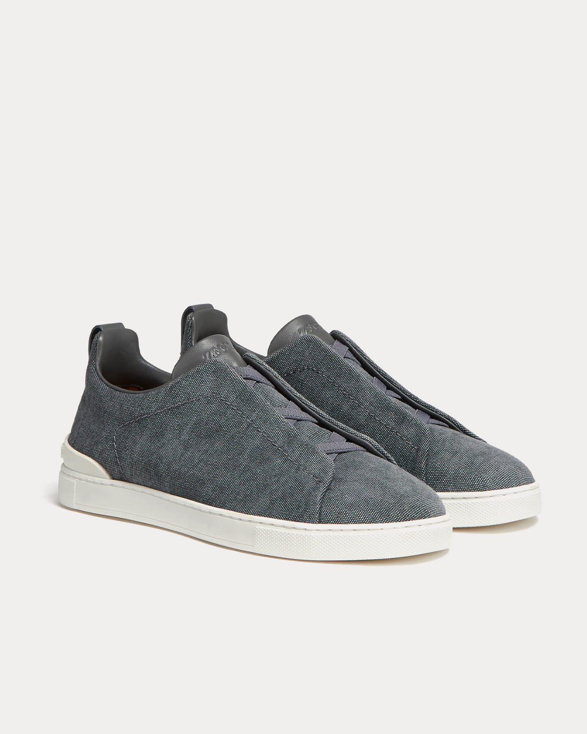 Triple Stitch Canvas Dark Taupe Slip On Sneakers