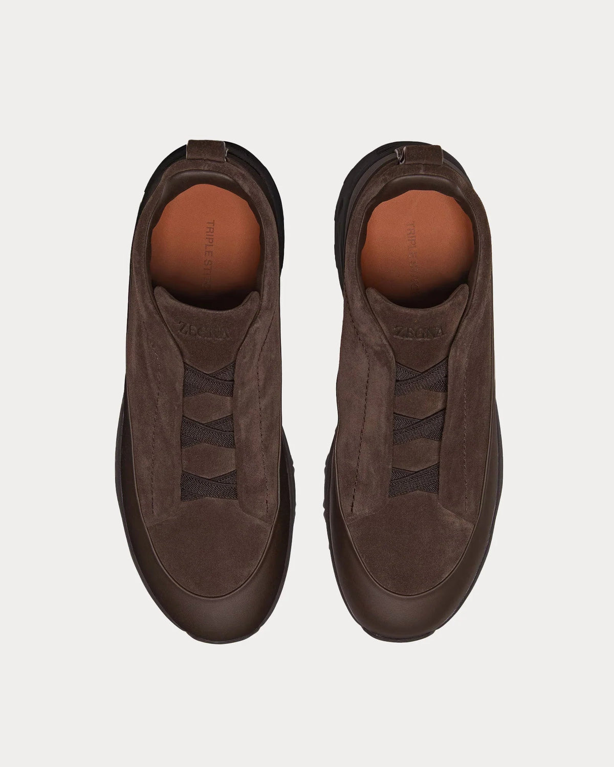Triple Stitch Monte Suede Dark Brown Slip On Sneakers