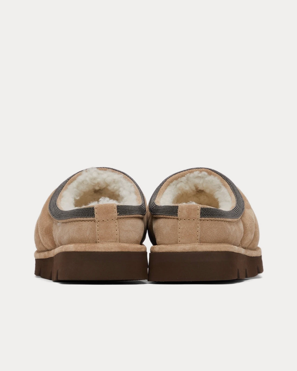 Puffy Suede Beige Slip Ons