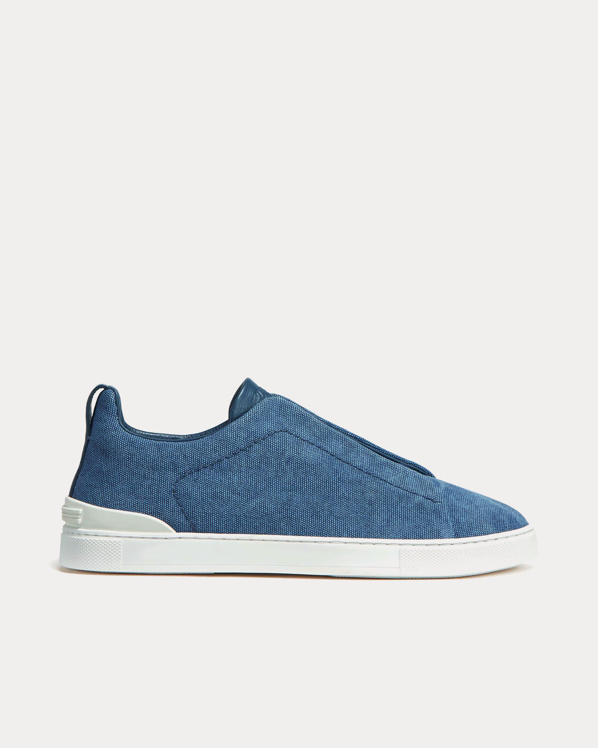 Triple Stitch Canvas Blue Slip On Sneakers