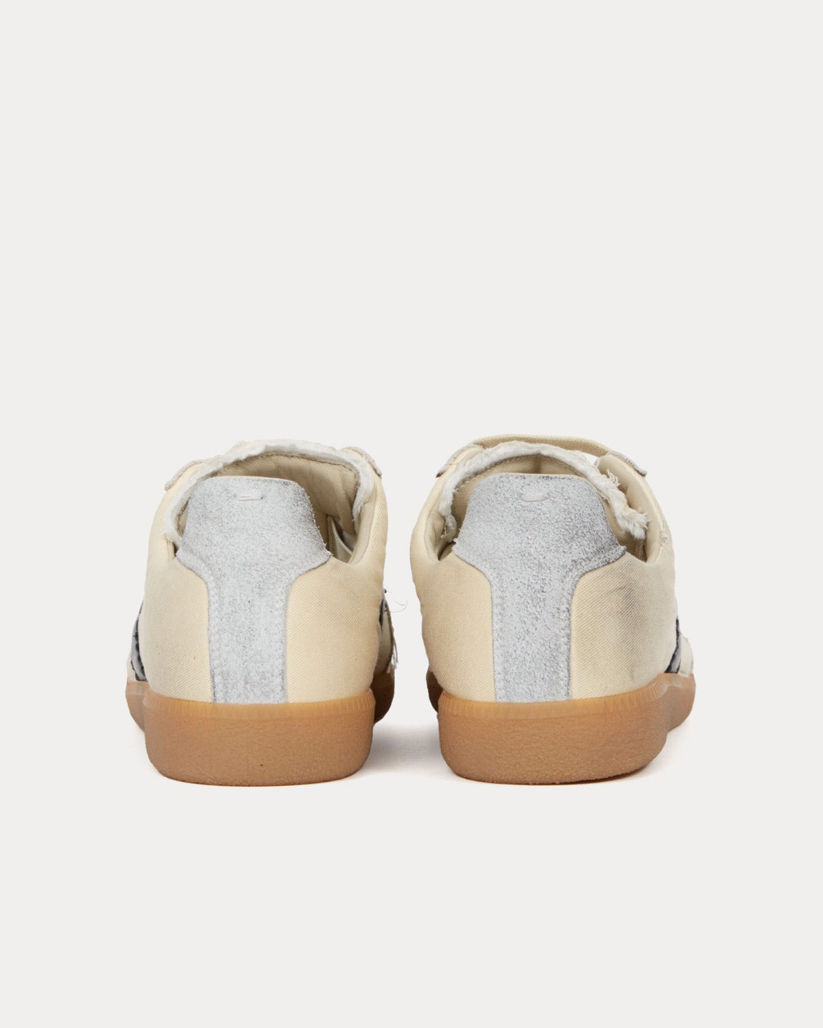 Replica Cotton Drill & Suede Ecru / Black Low Top Sneakers
