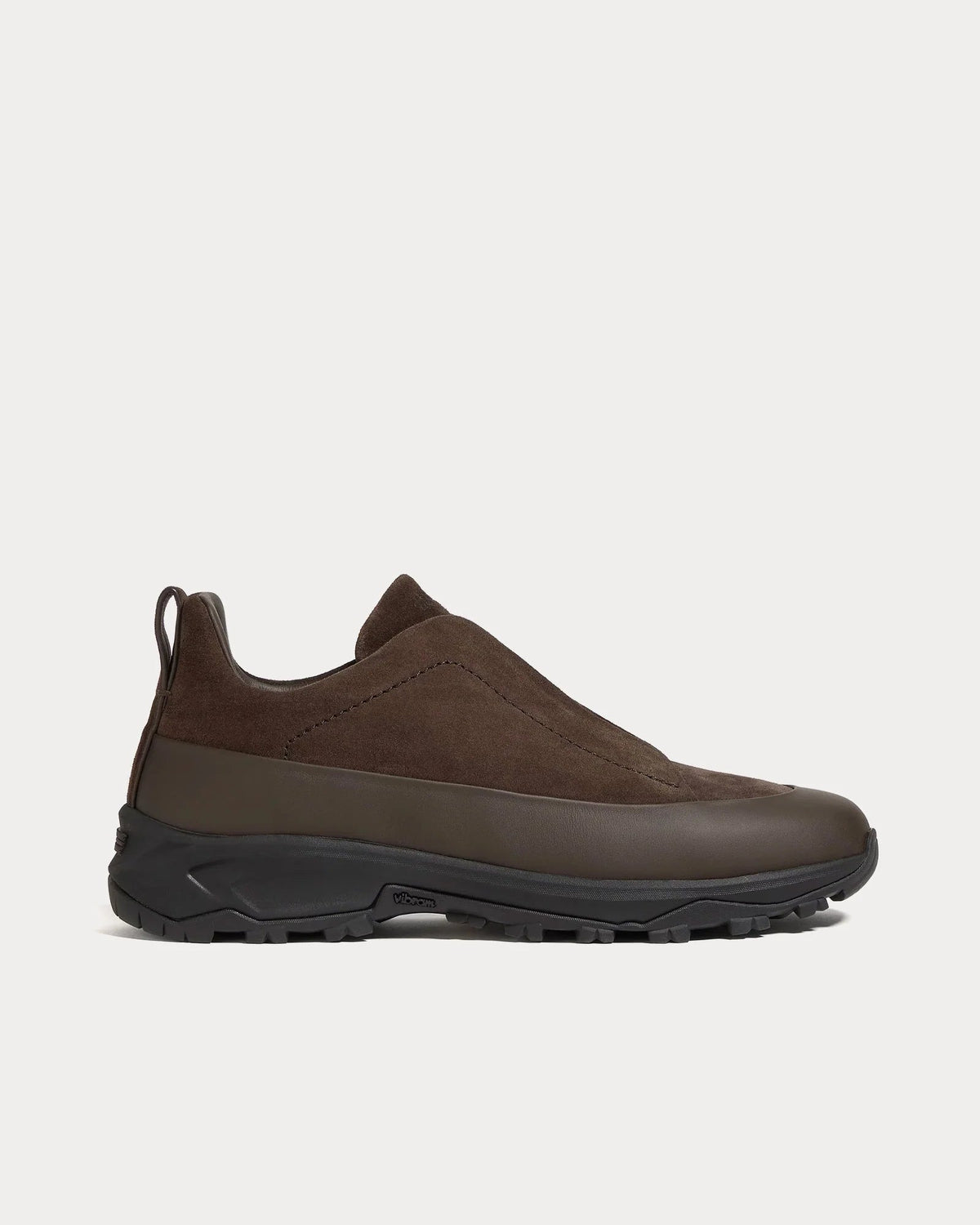 Triple Stitch Monte Suede Dark Brown Slip On Sneakers