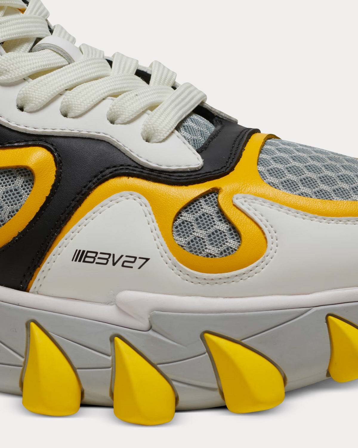 B-East Leather, Suede & Mesh Grey, Yellow, Black Low Top Sneakers