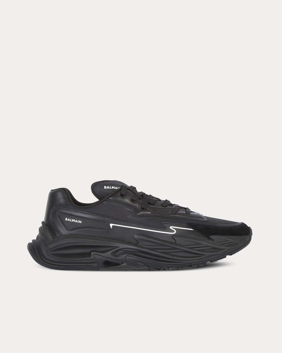 Run-Row Leather Black Low Top Sneakers