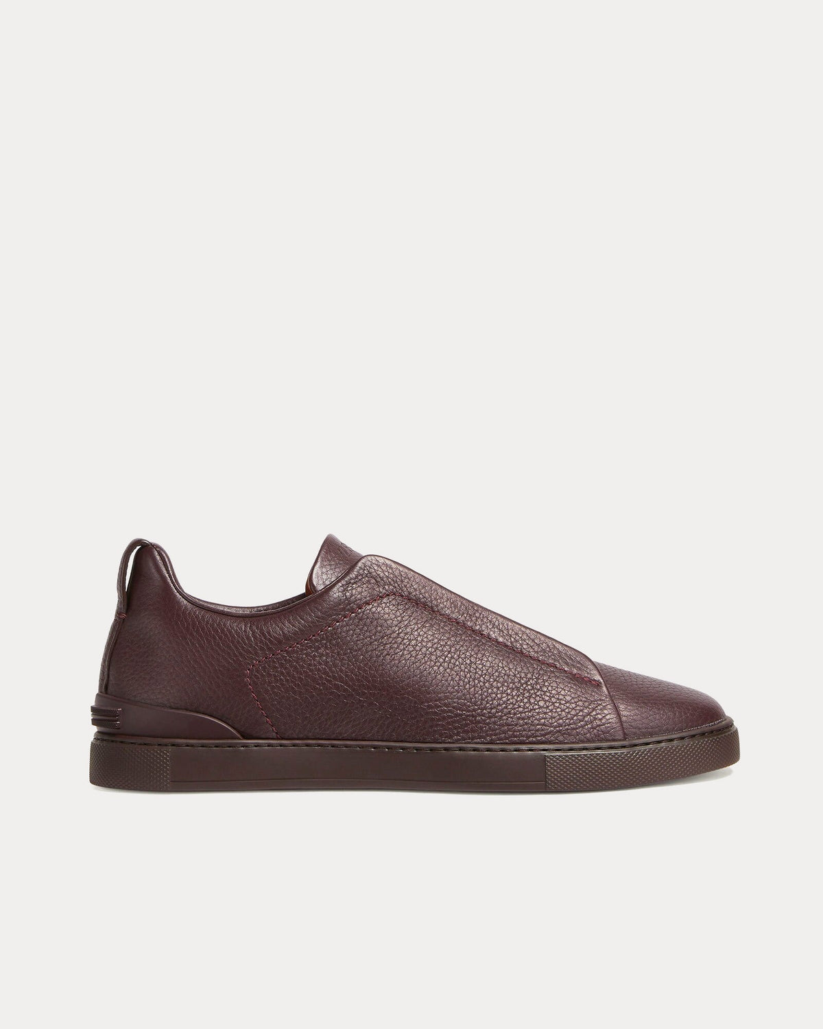 Triple Stitch Deerskin Dark Burgundy Slip On Sneakers