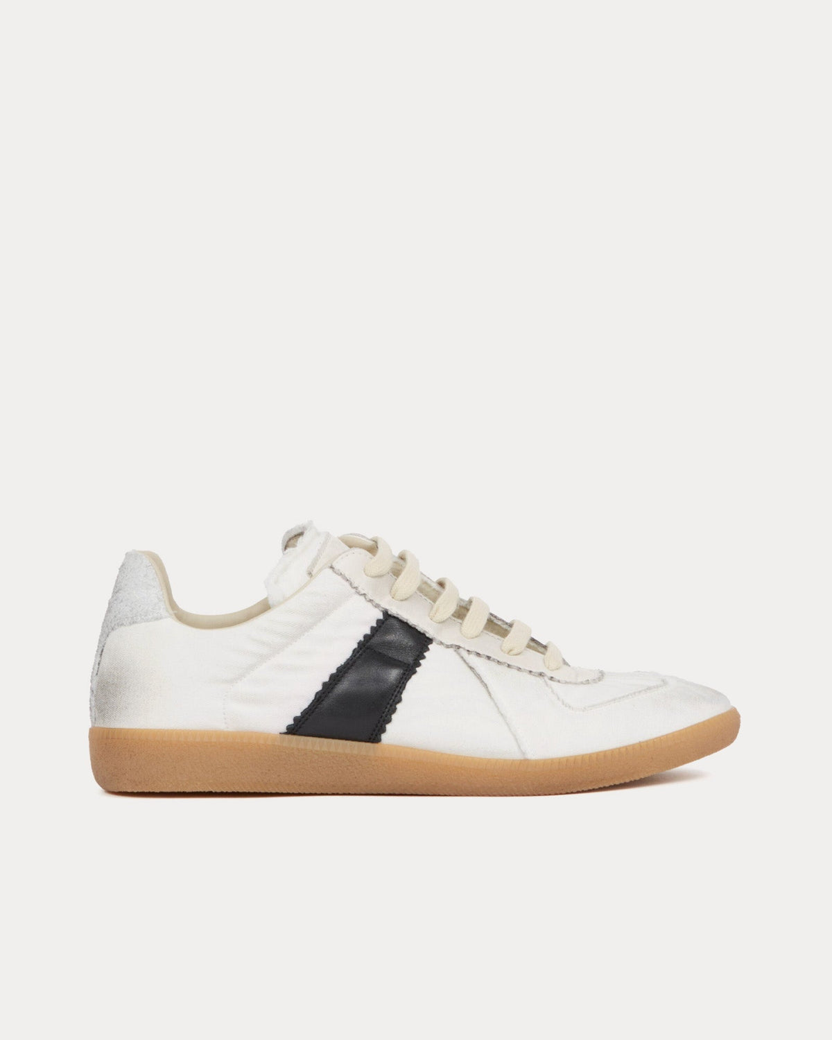 Replica Cotton Drill & Suede White / Black Low Top Sneakers