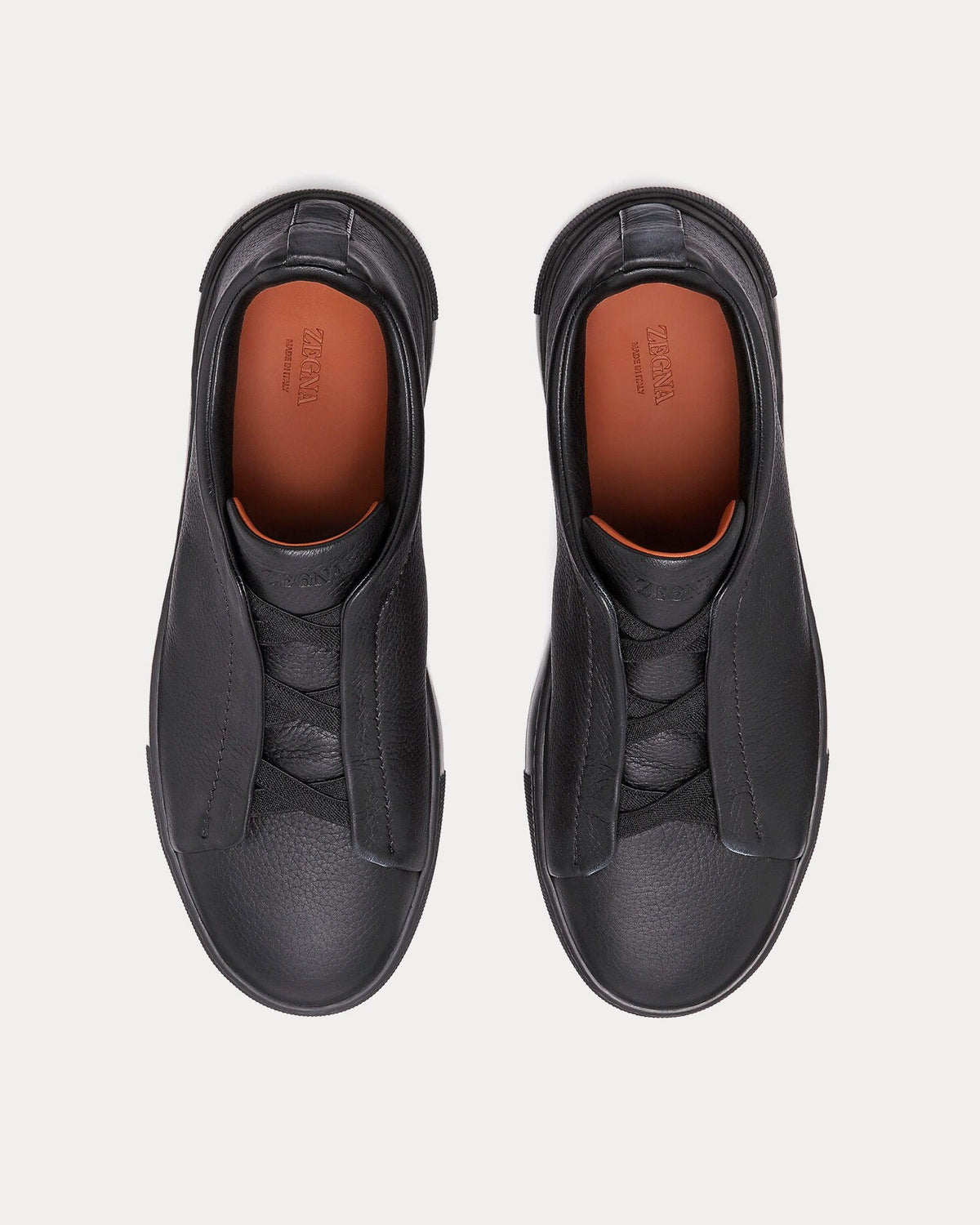 Triple Stitch Deerskin Black Slip On Sneakers