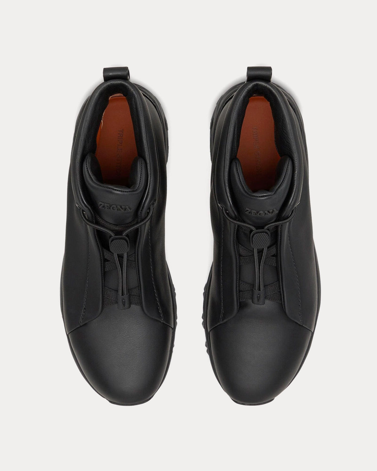 Triple Stitch Vetta Leather Black High Top Sneakers