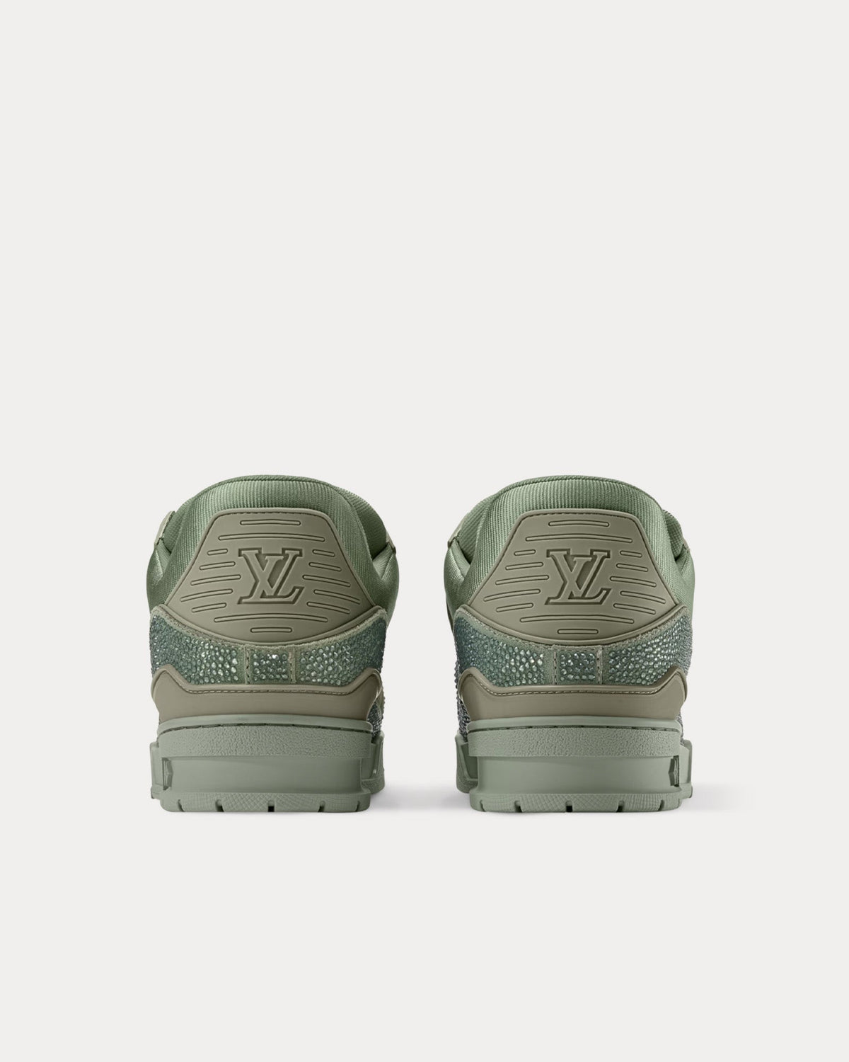LV Trainers with Swarovski Crystals Khaki Green Low Top Sneakers