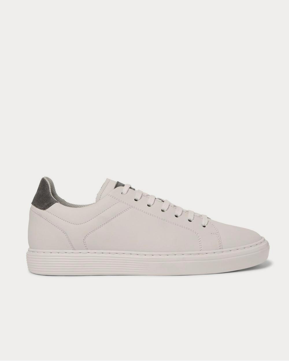 Suede-Trimmed Leather White low top sneakers