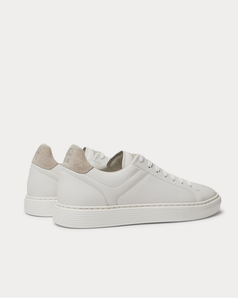 Suede-Trimmed Leather White low top sneakers