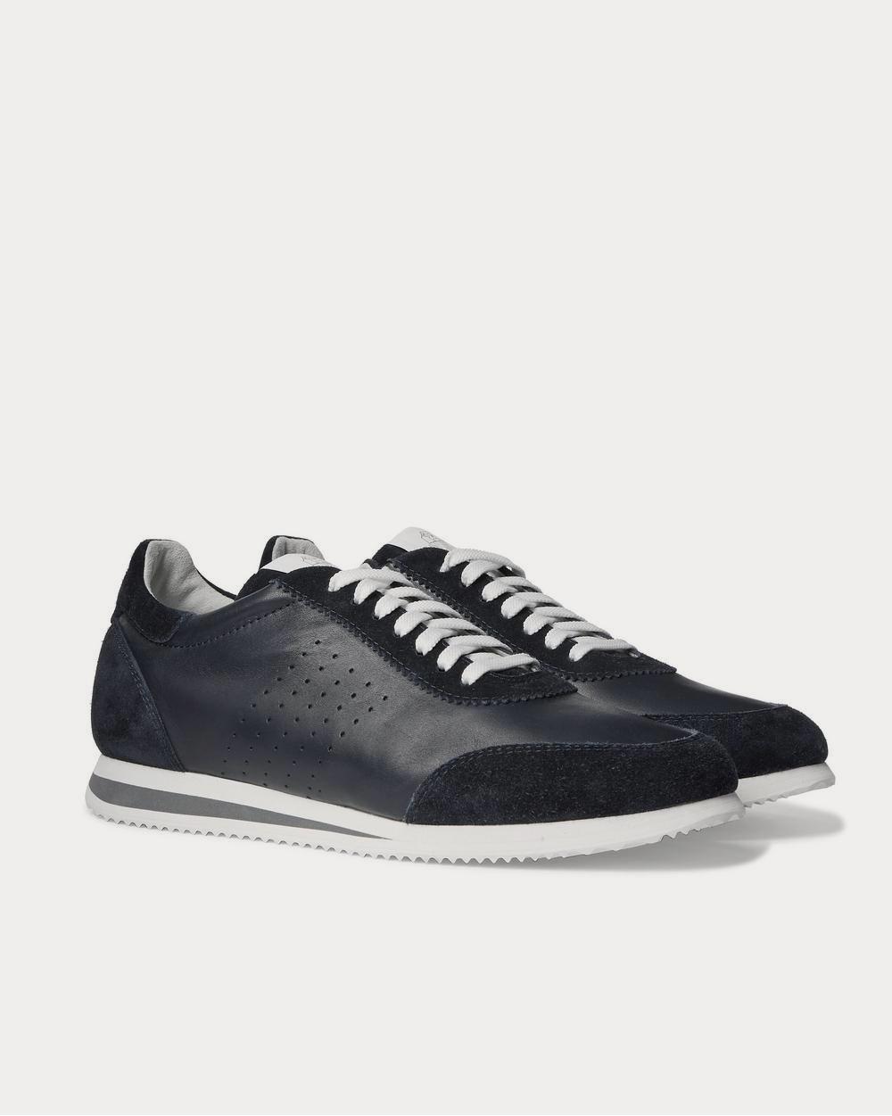 Leather and Suede Navy low top sneakers