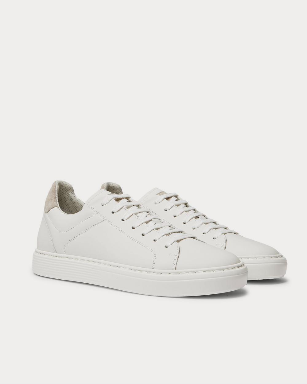 Suede-Trimmed Leather White low top sneakers