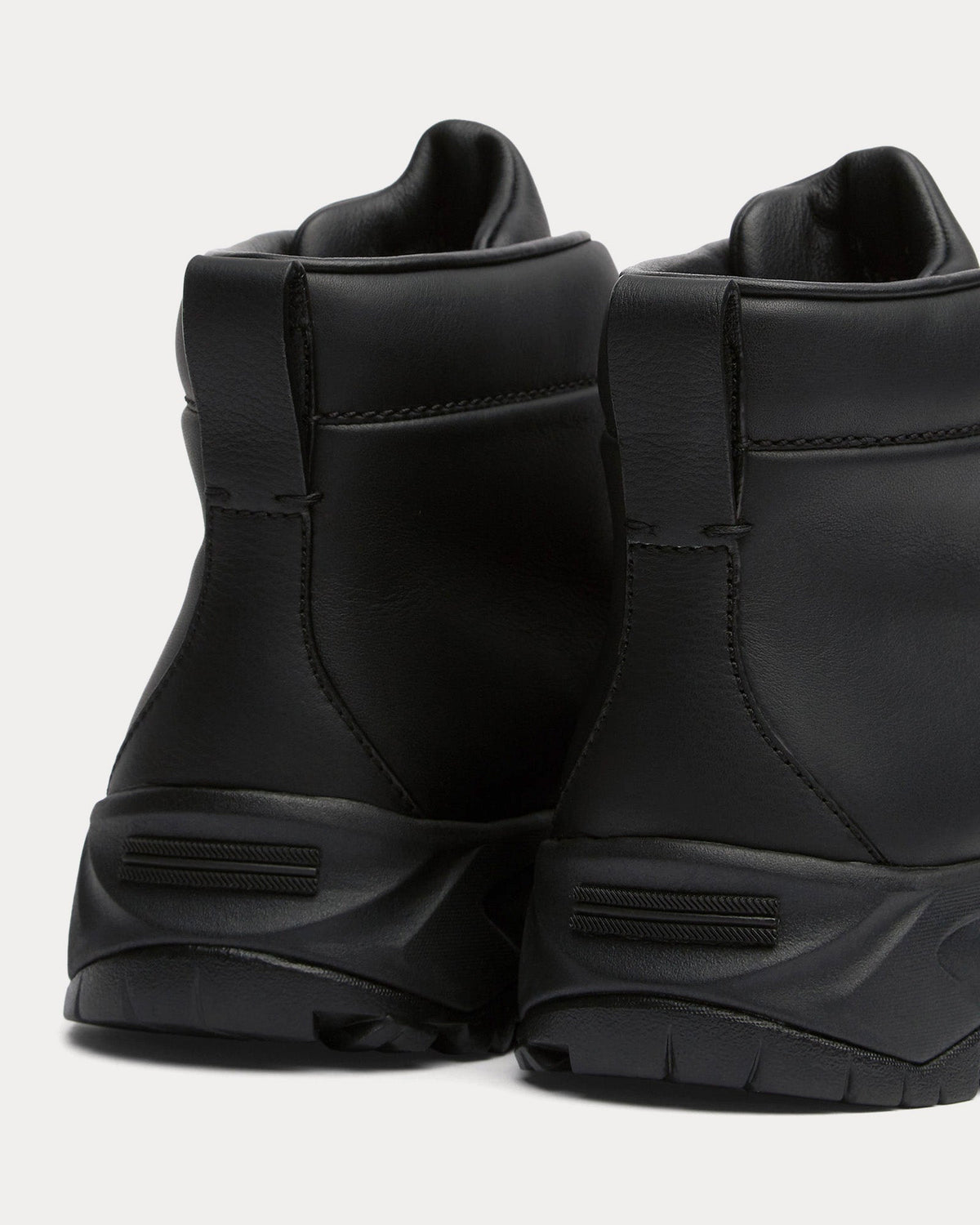 Triple Stitch Vetta Leather Black High Top Sneakers