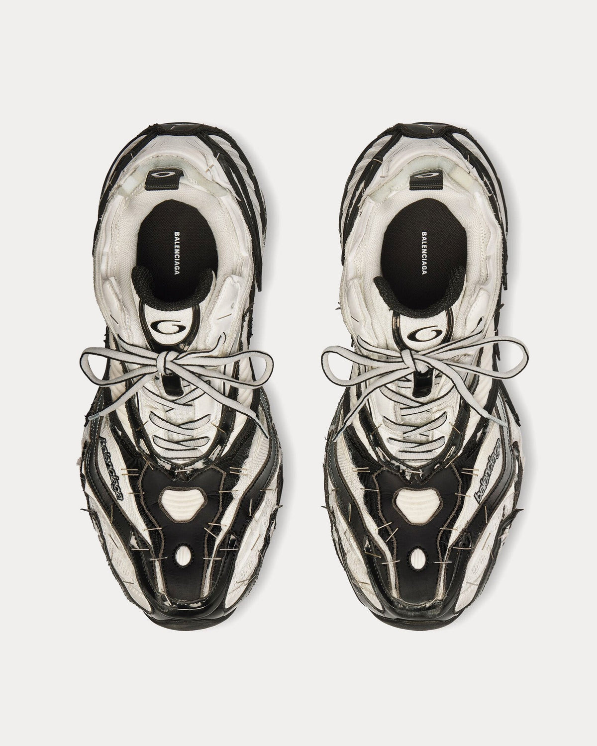 Soleless Black / White / Silver Low Top Sneakers